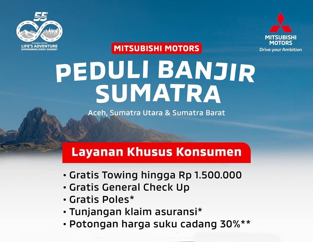 MMKSI Perpanjang Program ‘Mitsubishi Motors Peduli Banjir Sumatera’ Sampai Januari 2026